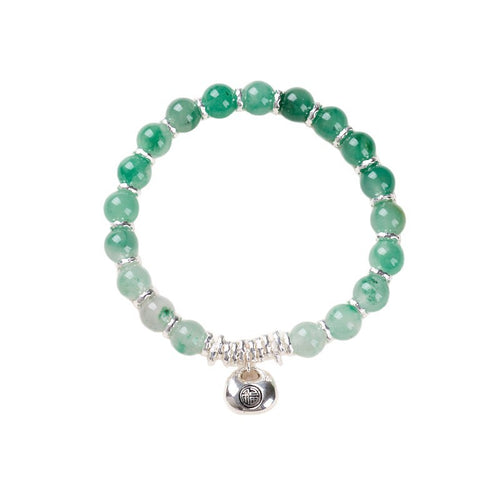 African Emerald Crushed Silver Money Pouch Bracelet