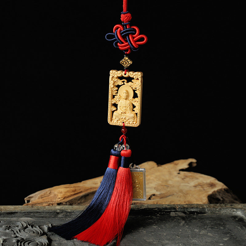 Boxwood Carved Guanyin Bodhisattva Pendant